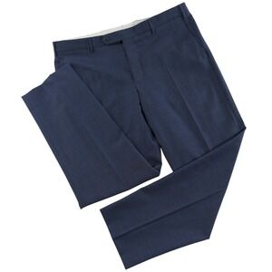Zanella Parker Blue 100% Virgin Wool Dress Pants Mens 38 x30 Italian Flat Front